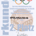 Urkunde Schützenolympiade 2009